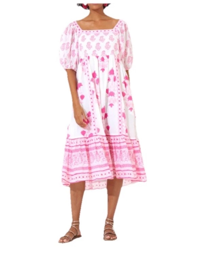 Oliphant Womens Pink Floral Print Sundress With Spaghetti Straps